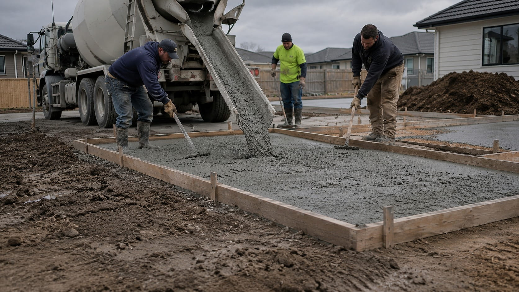 Wellington concrete contractors pouring a driveway ready for pavers